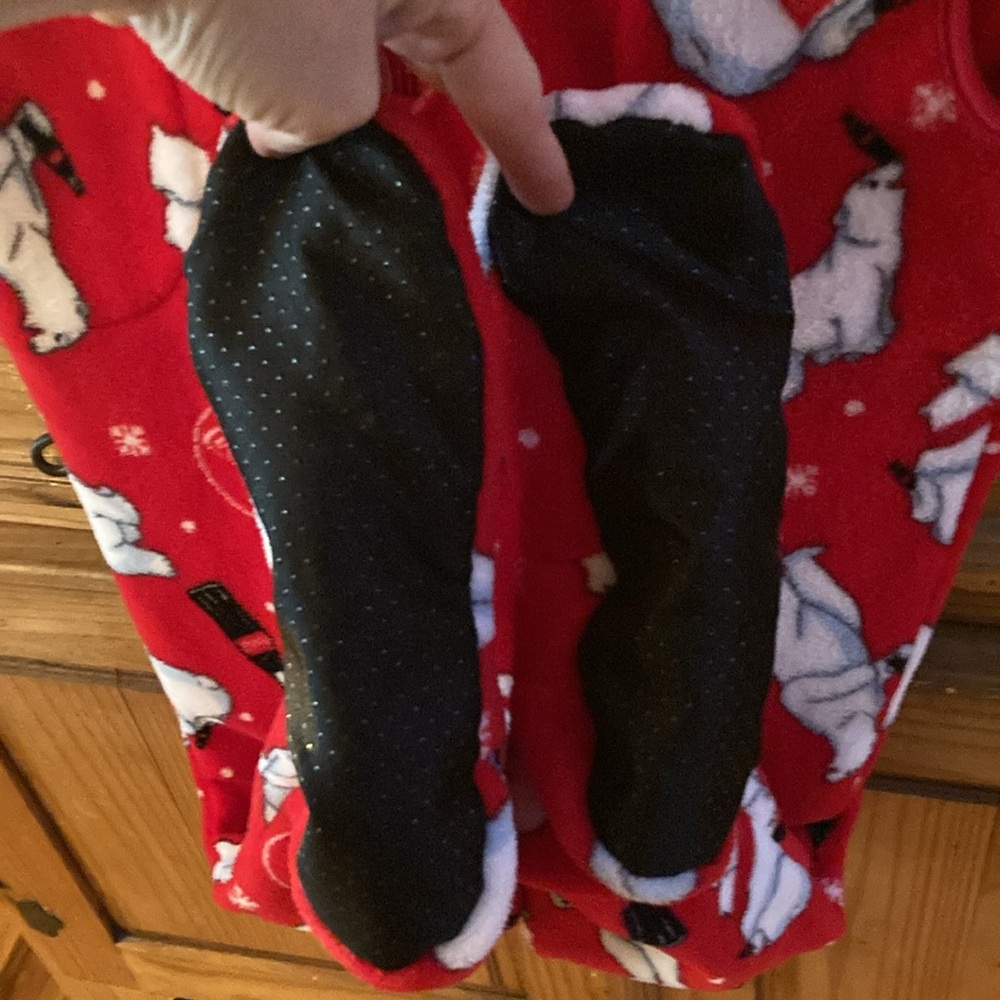 Women’s Coca Cola red polar bear hooded footed one piece pajamas size M - Picture 6 of 10